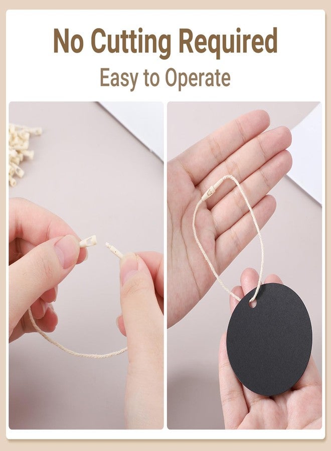 EUSOAR Price Tags with String, 100 Pcs 2.4" Black Blank Paper Gift Hang Tags, Round Hanging Retail Tags for Labeling Personalized for Birthday Party Gift Wrapping Wedding Holiday Favor Decoration - Image 3