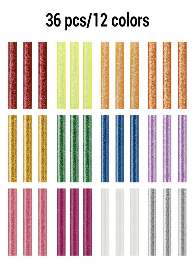 ENPOINT Colored Hot Glue Sticks, 3.93 x 0.43 in Hot Glue Sticks Full Size, EVA Glitter Colored Hot Melt Adhesive Glue Sticks for DIY Art Craft General Repairs and Gluing Projects, Bulk 36 Pack - Image 2
