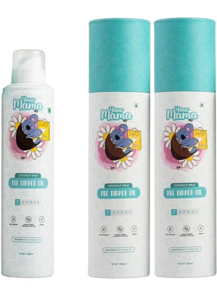Your Mama Pre-Diaper Oil Spray – 100% Natural Virgin Coconut Oil, Baby Bum Barrier & Rash Prevention Spray, Gentle & Non-Toxic Formula for Newborns Pack Of 2 - Image 1