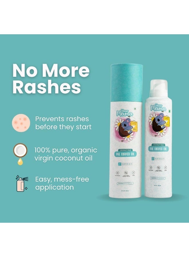 Your Mama Pre-Diaper Oil Spray – 100% Natural Virgin Coconut Oil, Baby Bum Barrier & Rash Prevention Spray, Gentle & Non-Toxic Formula for Newborns Pack Of 2 - Image 3