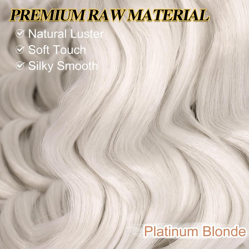 BARSDAR Deep Wave Crochet Braiding Hair, 55 cm 6 Packs Ocean Wave GoGo Curl Crochet Hair for Women Synthetic Boho Braids Long Wavy Curly Braids Hair Extension – Platinum Blonde - Image 4