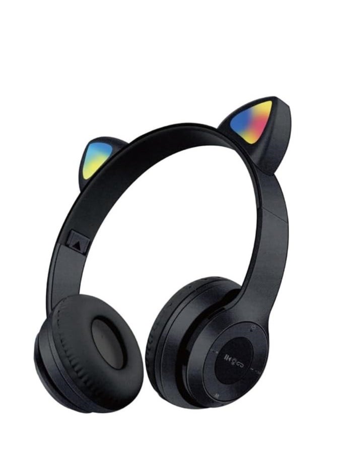 Generic Wireless Gaming Headset p47M LED Light Cat-Ear Headphones, Bluetooth Stereo Headset, Kids Adult (Black)  - Image 2