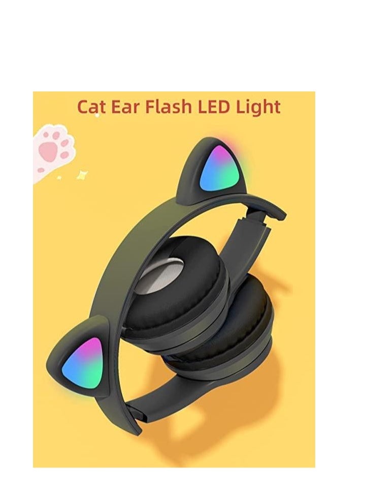 Generic Wireless Gaming Headset p47M LED Light Cat-Ear Headphones, Bluetooth Stereo Headset, Kids Adult (Black)  - Image 3