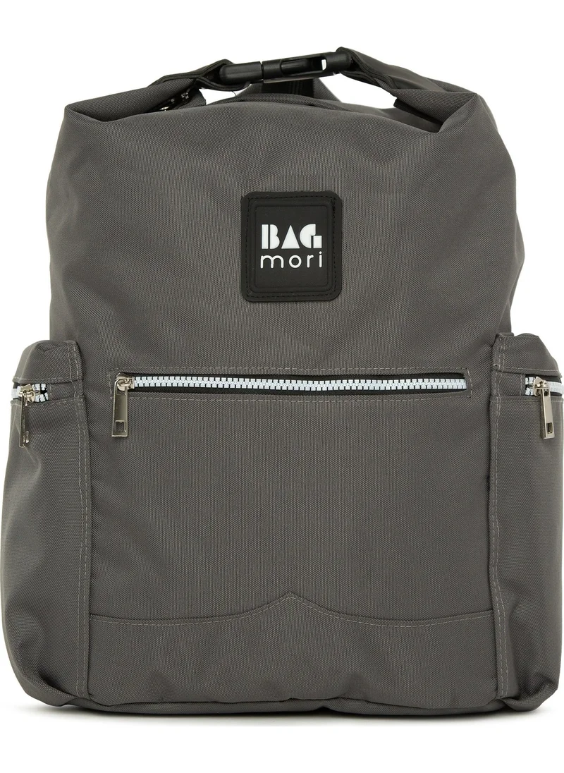 Bagmori Gray Backpack with Belt Holder Pocket