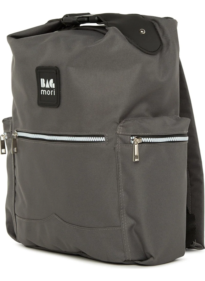 Bagmori Gray Backpack with Belt Holder Pocket