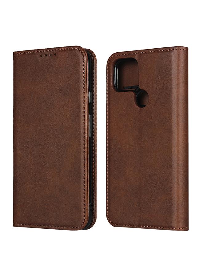 زبون جراب لهاتف Google Pixel 4a 5G مصنوع من جلد العجل مع حامل وفتحات للبطاقات ومحفظة. - Image 1