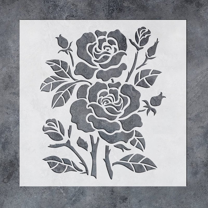 GSS Designs Rose Stencils for Painting on Wood Canvas Paper Fabric Floor Wall  Bouquet of Roses  Reusable DIY Art and Craft Stencils for Home Decor  12x12 Inch