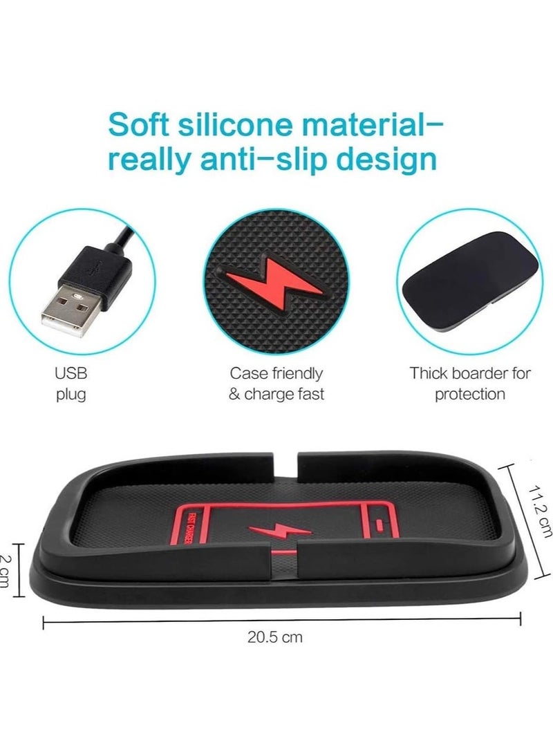 SYOSI 15W Wireless Car Charger, Wireless Car Charger Charging pad, Non-Slip Cordless Cell Phone Charger fit for iPhone 15/14/13/12 Series, Galaxy S23/22/21/10/9/8(with QC 3.0 USB Adapter) - Image 4