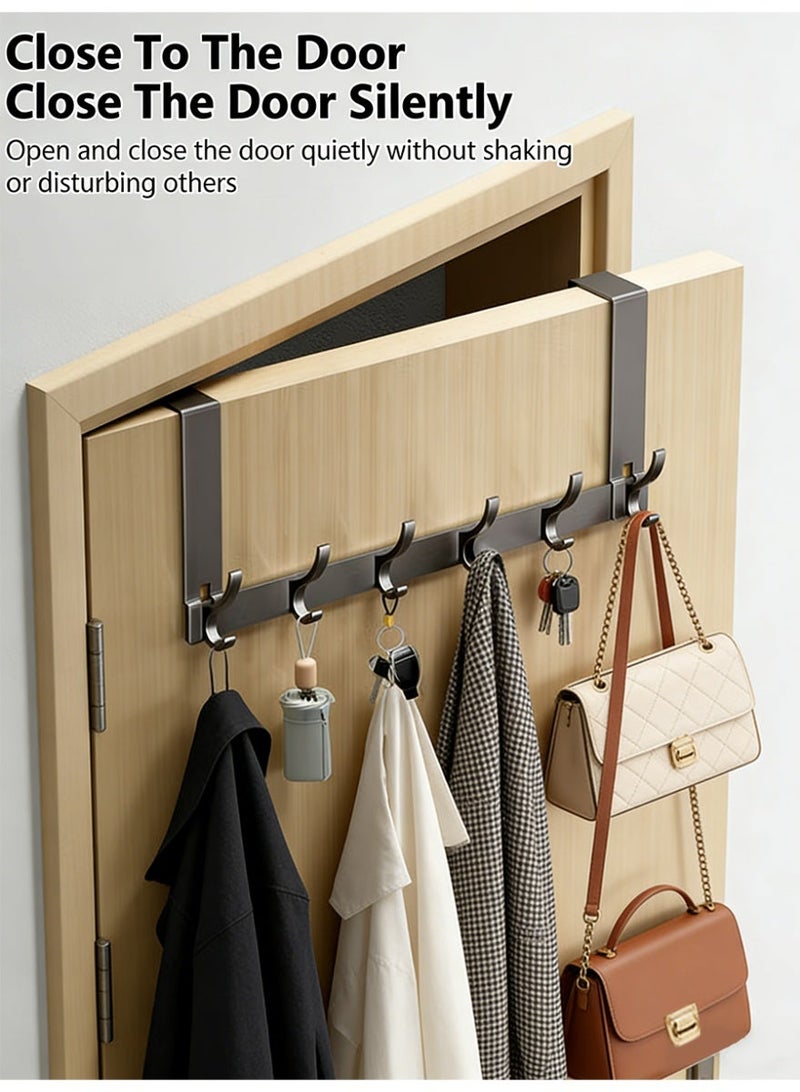 ihomeshop Behind the door hook, heavy duty aluminum hook behind the door hanger storage rack, space saving coat rack for towels, coats, hats, rust-proof bathroom and bedroom storage, bedroom storage no drilling required for installation, hanging storage rack - Image 1