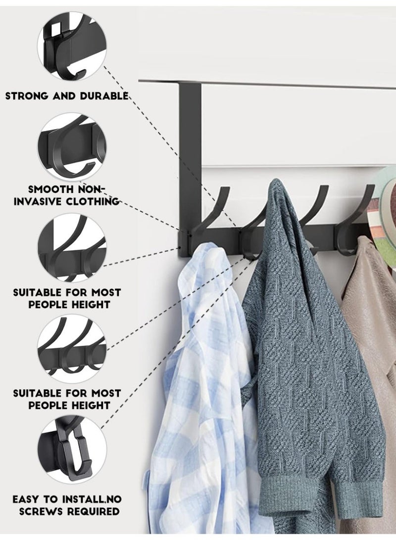 ihomeshop Behind the door hook, heavy duty aluminum hook behind the door hanger storage rack, space saving coat rack for towels, coats, hats, rust-proof bathroom and bedroom storage, bedroom storage no drilling required for installation, hanging storage rack - Image 4