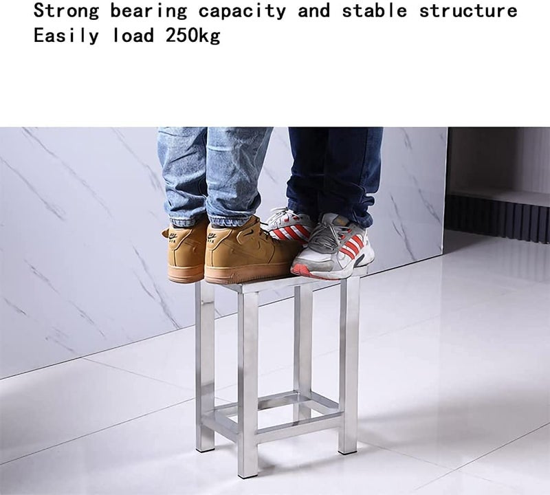 INDIAN DECOR Classic 50CM Tall Square Stainless Steel Stool, Chrome - Image 3