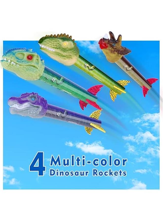 Dinosaur Toy Rocket Launcher for Kids - Launch Up to 100 Ft, 4 Rockets, Outdoor Outside Toys for Kids, Dinosaur Toys, Birthday Gifts for 3 4 5 6 7 8-12 Year Old Boys Girls - Image 5