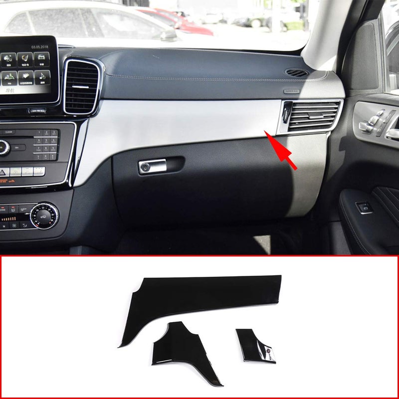 CHEYA Car Central Control Decoration Panel Trim Accessories 3pcs for Mercedes Benz GLE GLS ML GL Class 320 350 400 20122019 Black