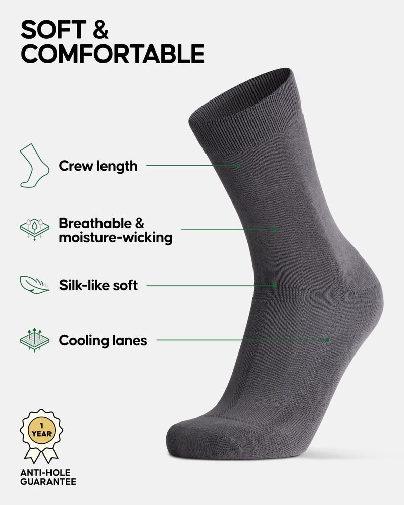 DANISH ENDURANCE Dress Socks, Soft & Breathable for Men & Women, 6-Pack, Multicolor (2 x black, 2 x navy, 2 x grey), US Women 11-13 // US Men 9.5-12.5 - Image 2