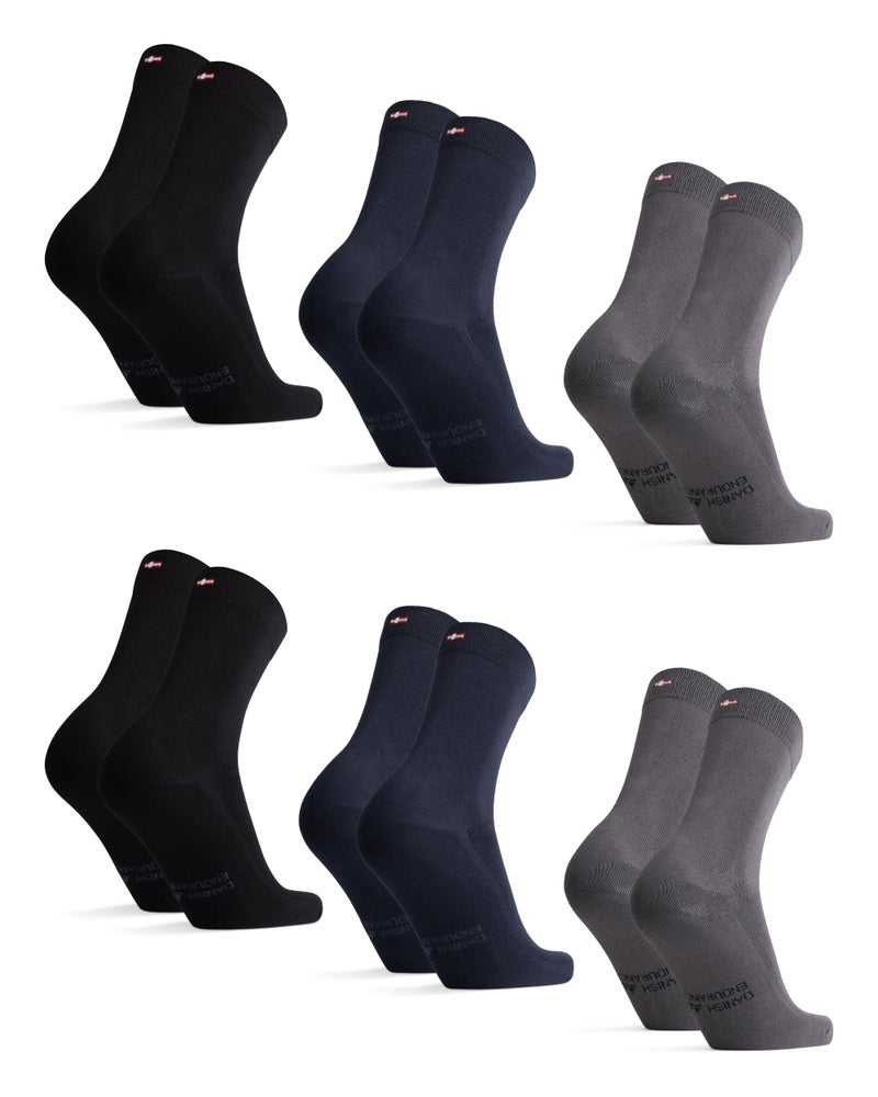 DANISH ENDURANCE Dress Socks, Soft & Breathable for Men & Women, 6-Pack, Multicolor (2 x black, 2 x navy, 2 x grey), US Women 11-13 // US Men 9.5-12.5 - Image 1