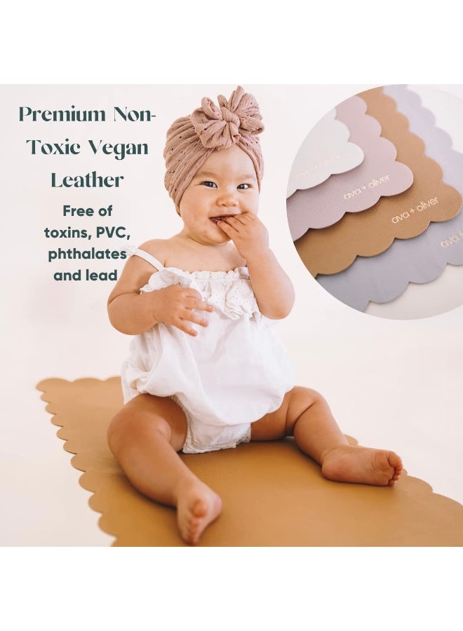 Ava + Oliver Vegan Leather Baby Changing Mat (16 X 30 in) - Multipurpose Wipeable and Portable Diaper Mat - Foldable for Travel (Tan) - Image 4