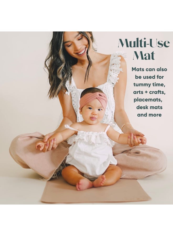 Ava + Oliver Vegan Leather Baby Changing Mat (16 X 30 in) - Multipurpose Wipeable and Portable Diaper Mat - Foldable for Travel (Tan) - Image 3