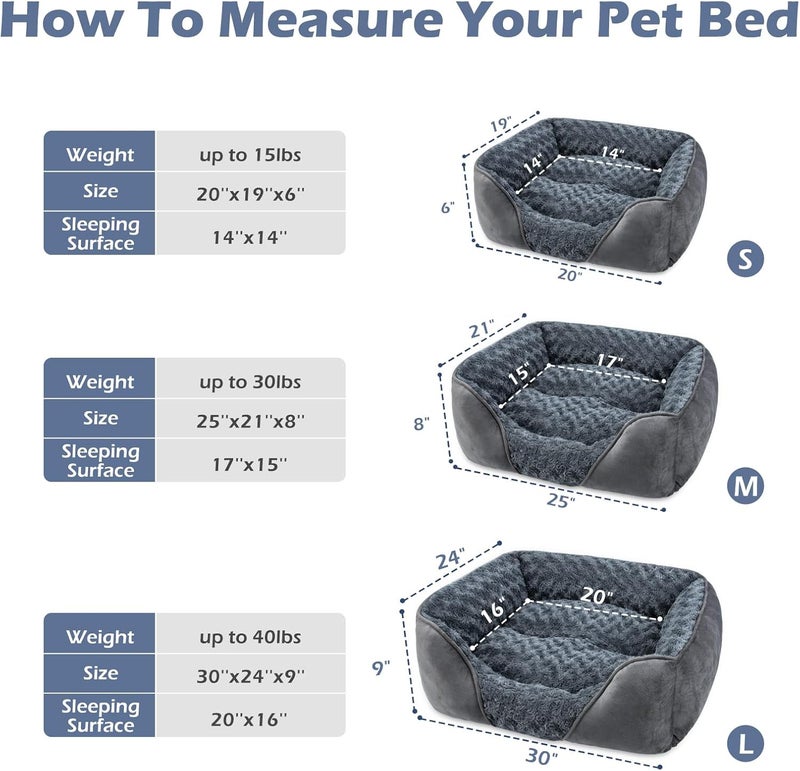 Rectangle Orthopedic Dog Sofa Bed for Large, Medium, Small Dogs - Soft Calming Washable Puppy Bed, Durable Pet Cuddler With Anti-Slip Bottom (20'', Grey) - Image 3