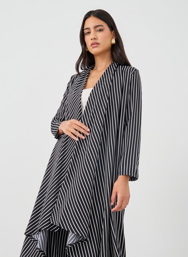 Take Two Striped Open Front Kimono with Wide Leg Pants Set - Image 2