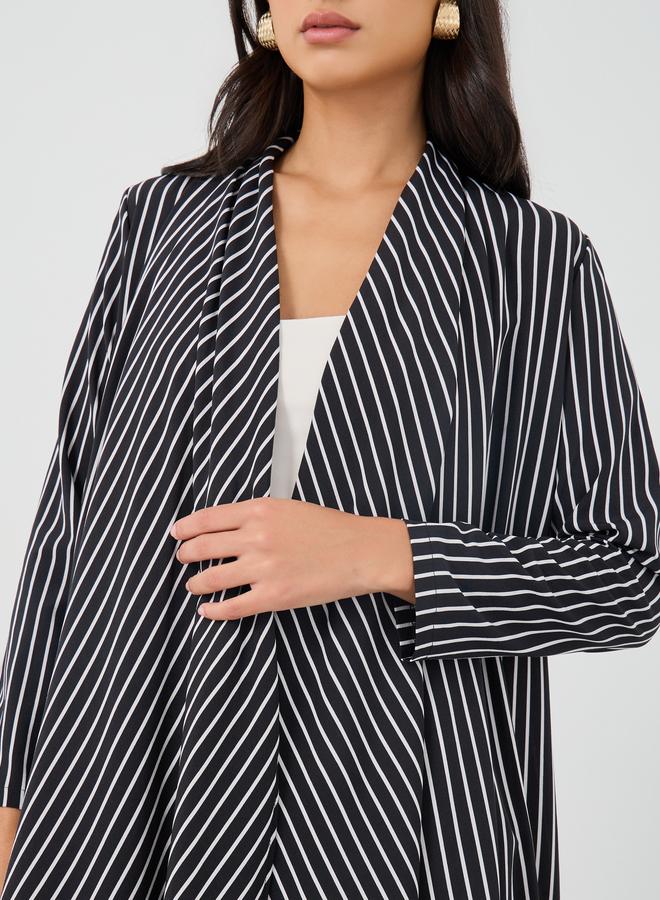 Take Two Striped Open Front Kimono with Wide Leg Pants Set - Image 4