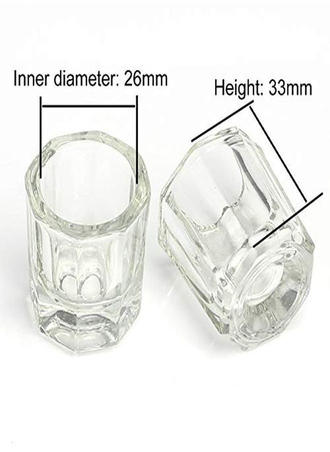 lasenersm - 2 Pieces Mini Glass Dappen Dish With Stainless Steel Lid Nail Art Acrylic Powder Nail Art Tools Glass Cup Glass Dappen Cup - Image 1