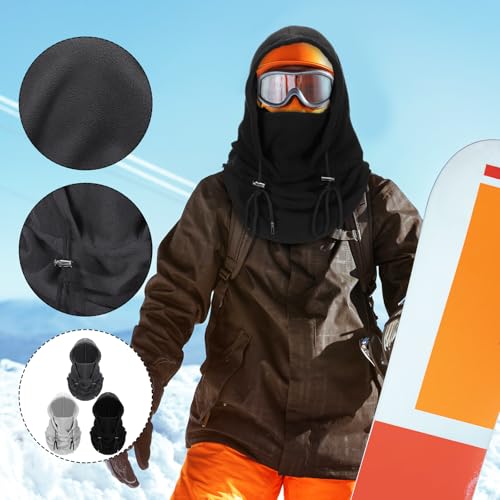 Velmitten 3 Pcs Over Helmet Balaclava Ski Mask Men Women Balaclava Windproof Fuzzy Face Mask Neck Warmer Scarf Helmet Hood(Polyester,Black, Dark Grey,Light Grey) - Image 3