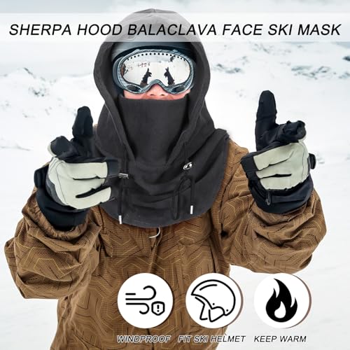 Velmitten 3 Pcs Over Helmet Balaclava Ski Mask Men Women Balaclava Windproof Fuzzy Face Mask Neck Warmer Scarf Helmet Hood(Polyester,Black, Dark Grey,Light Grey) - Image 4