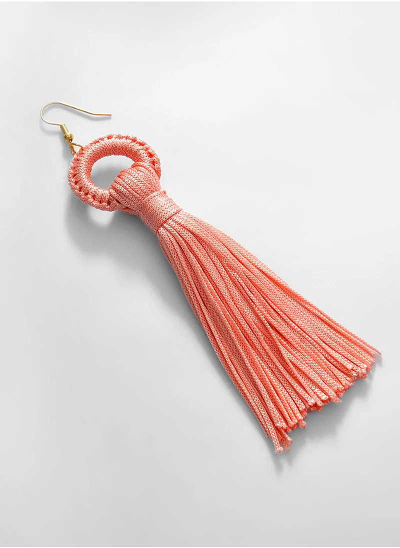 سوهي Pink Contemporary Tasseled Drop Earrings