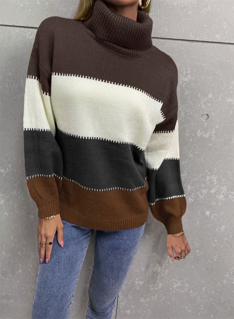 قمصان فضفاضة ذات ياقة عالية وأكمام طويلة متعددة الألوان