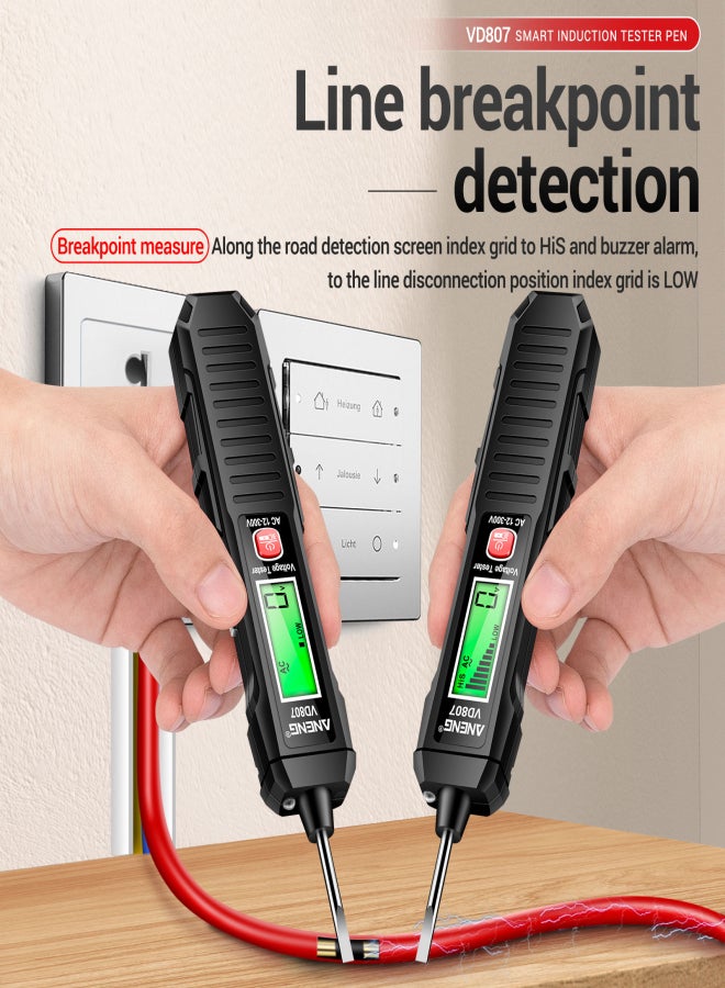 ANENG VD807 Digital Voltage Detector Tester Pen AC 12-300V Voltage Testers Circuit NCV Sensor Wire Professional Electrician Tool - Image 5