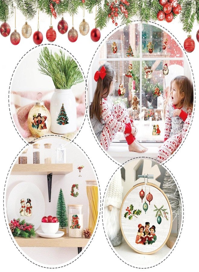 yhslmh Christmas Transfers for Crafts Rub On Stickers Vintage Christmas Decals Rub On Transfer for Wood Ornaments Crafting Glass Ball Furniture Canvas Fabric Project (Santa80) - Image 2