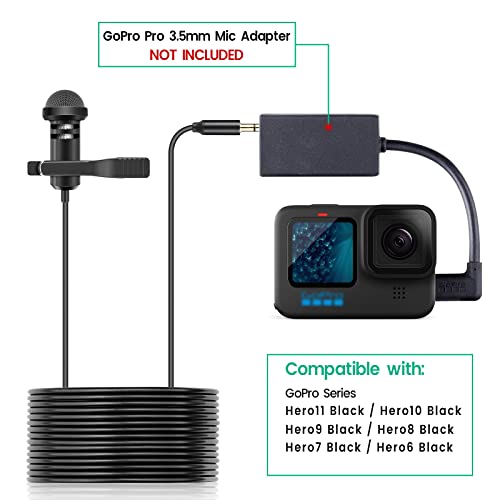weishan Media Mod Mic for GoPro HERO11 10 9 Black Action Camera, Lavalier Lapel Videomic Clip-on Microphone Compatible with GoPro Pro 3.5mm Mic Adapter for Vlogging, 5ft - Image 3