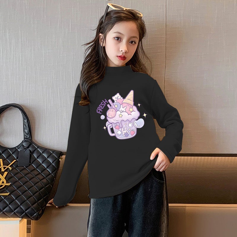 Y2304# Girls Velvet Long Sleeve Joker T-Shirt Children Joker Coat Baby Base Shirt Tide T - Image 5
