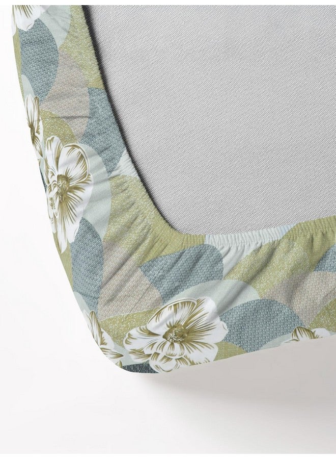 RD TREND® تقدم ملاءة سرير فاخرة من قطن جلاسي سوبر ناعمة 210 TC بحجم كينغ (78X72X8 بوصة) مع 2 غطاء وسادة (هينا فلورال، كينغ فيتد) - Image 4