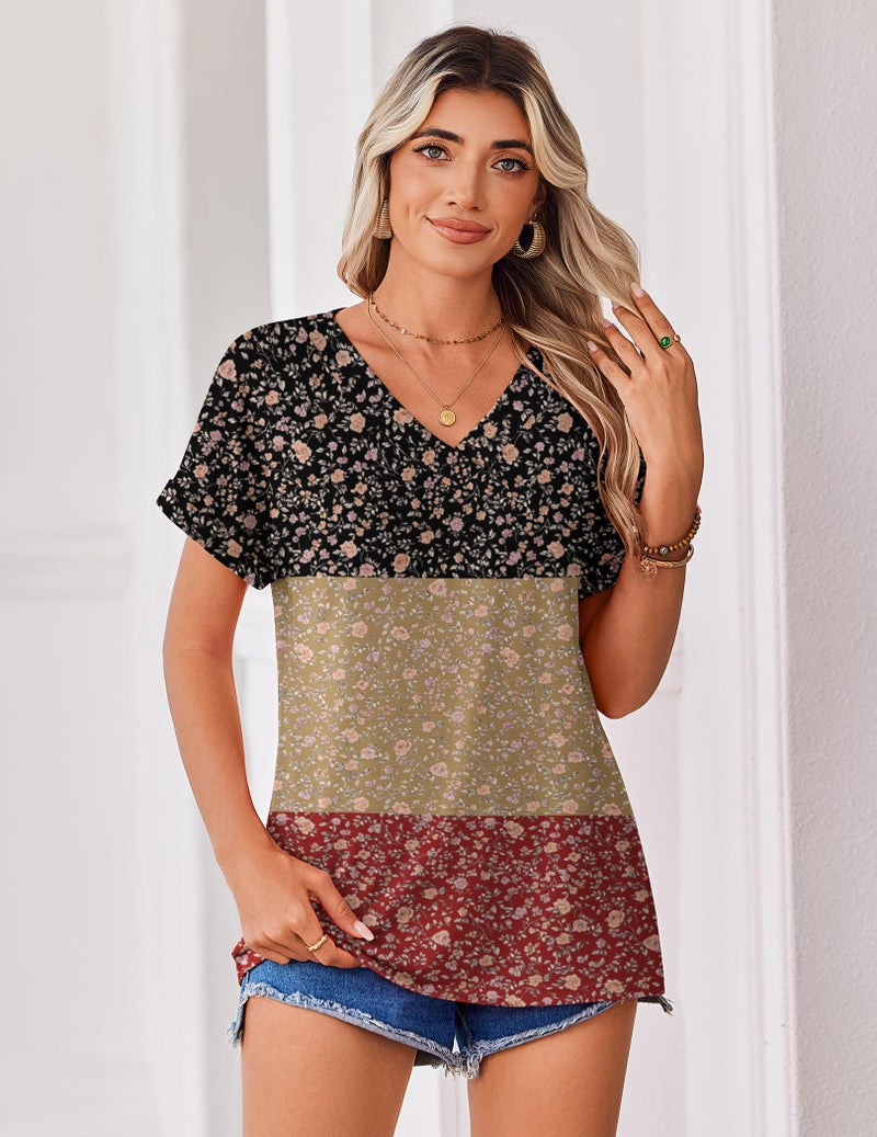 Zeagoo Women's Short Sleeve V Neck Tops Casual Summer T Shirts for Ladies Basic Tees Fashion Soft Tunic Boho Outfits M - Image 3