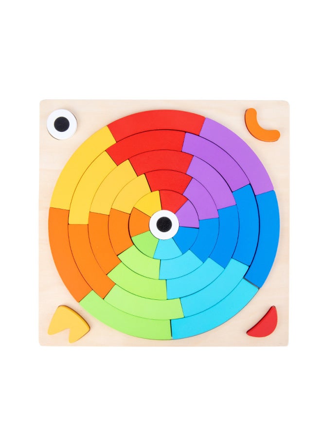 مكعبات بناء إبداعية بألوان قوس قزح وتنوير خيال الأطفال والتعليم المبكر لعبة ألغاز خشبية للتهجئة بين الوالدين والطفل - اللون: مكعبات بناء قوس قزح - Image 2