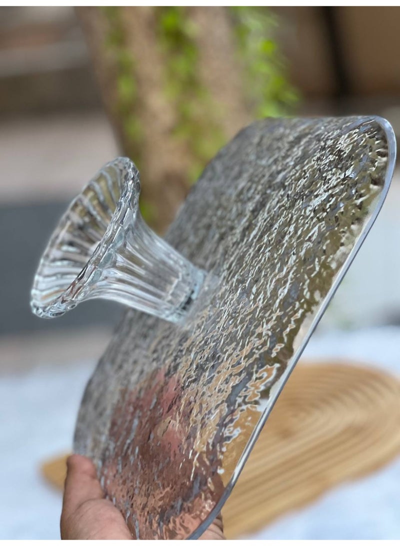 طبق تقديم فاكهه منقرش بالقاعده زجاج مستورد - Image 3