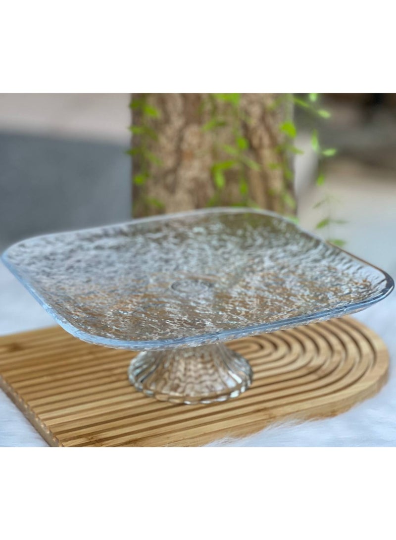 طبق تقديم فاكهه منقرش بالقاعده زجاج مستورد - Image 1