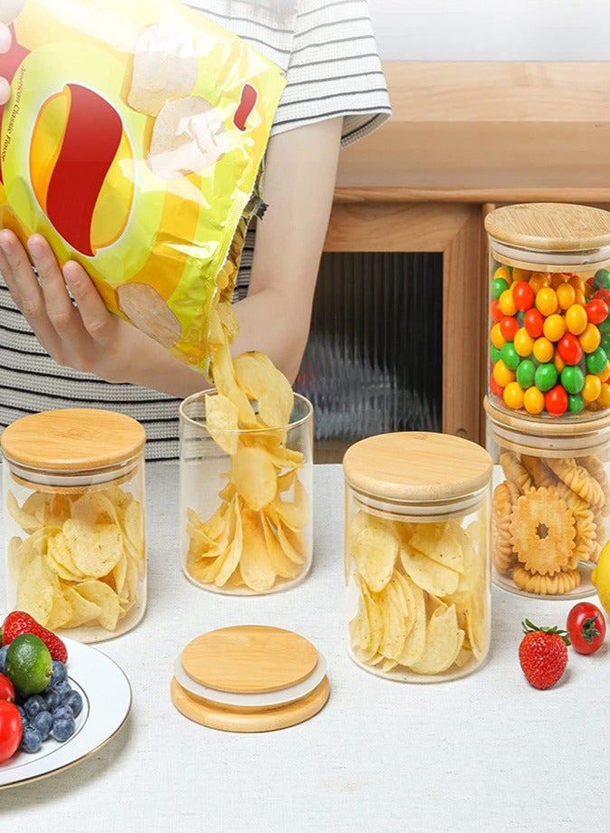 1Chase Set of 3 - 500 ML Borosilicate Glass Food  Storage Jar With Bamboo Lid , Stackable storage jars for Candy Cookie Rice Sugar Flour Pasta Nuts - Image 4