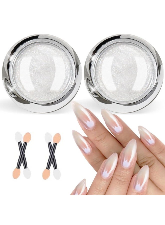 BISHENGYF Pearl Chrome Nail Powder:【Super Mirror Effect】White Pearl Chrome Nail Powder Ice Transparent Aurora Chrome Nail Powder For Nails Art Diy - Image 1