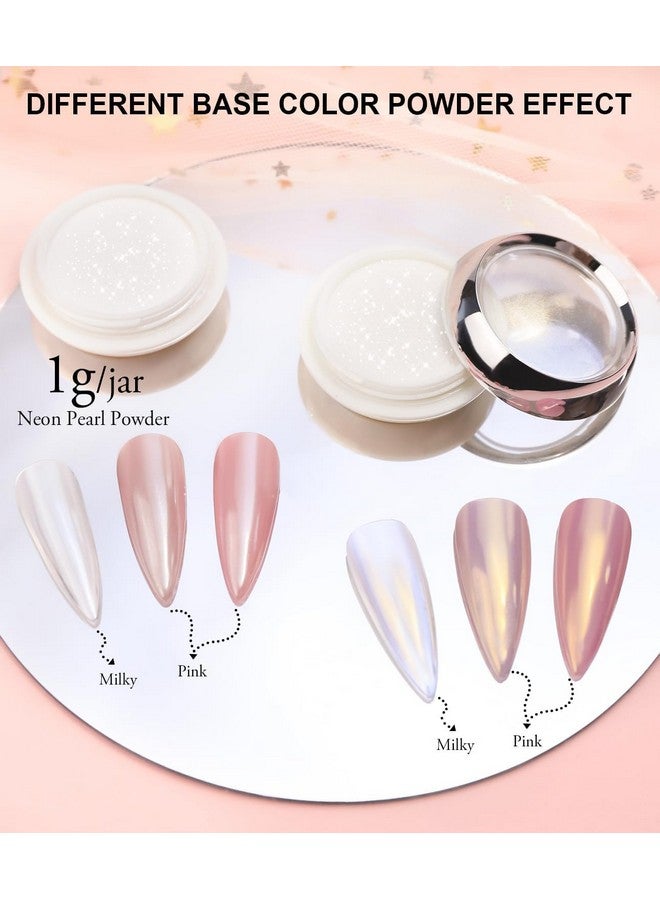 BISHENGYF Pearl Chrome Nail Powder:【Super Mirror Effect】White Pearl Chrome Nail Powder Ice Transparent Aurora Chrome Nail Powder For Nails Art Diy - Image 2