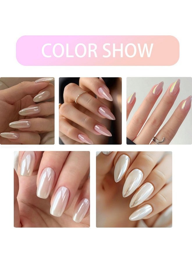 BISHENGYF Pearl Chrome Nail Powder:【Super Mirror Effect】White Pearl Chrome Nail Powder Ice Transparent Aurora Chrome Nail Powder For Nails Art Diy - Image 5