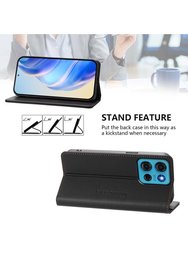 اس-توب جراب لهاتف Motorola Moto G75 5G RC01 جراب هاتف جلدي مزدوج الطي مزود بمغناطيس شفط RFID - Image 4