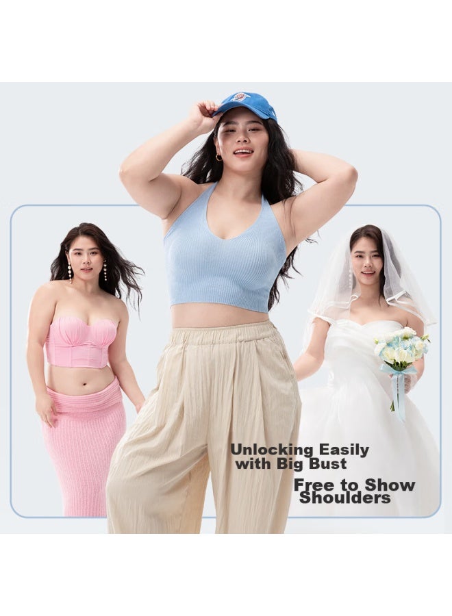 LUCKMEEY Xingmian Breast Pads, Large Chest, Plus Size, Push-up, Wedding Dress, Special Sling, Sexy Invisible Bra, Nipple Covers, Light Skin, D Cup  - Image 4
