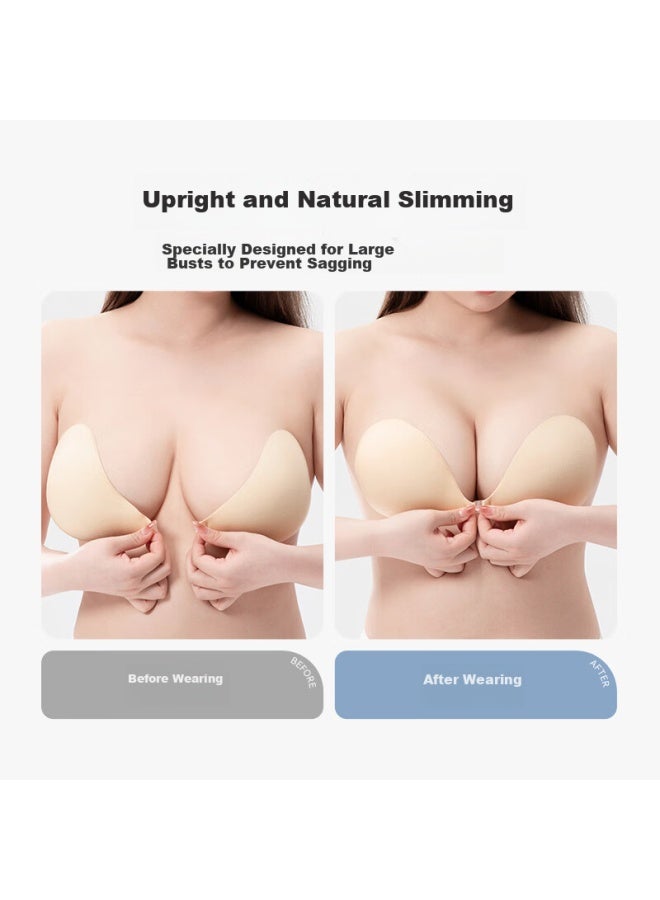 LUCKMEEY Xingmian Breast Pads, Large Chest, Plus Size, Push-up, Wedding Dress, Special Sling, Sexy Invisible Bra, Nipple Covers, Light Skin, D Cup  - Image 1