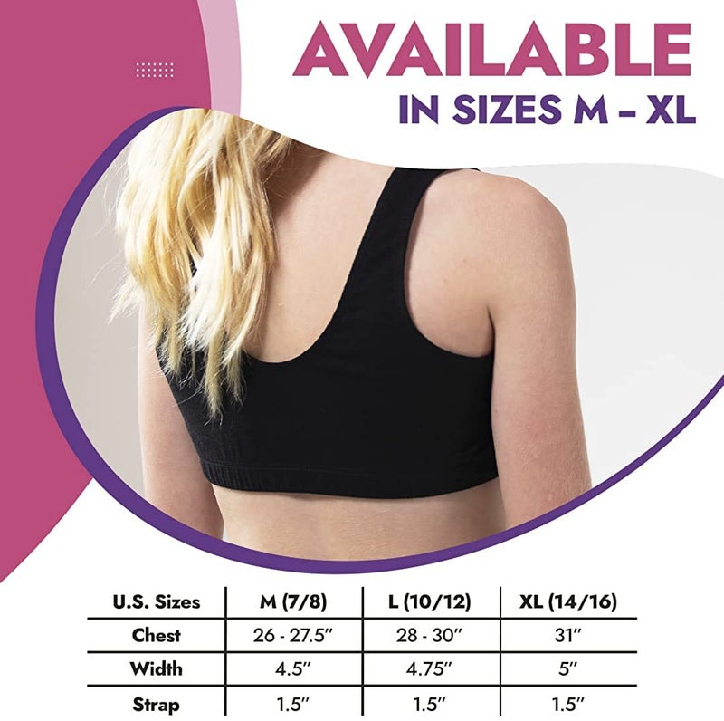 Popular Girls Sports Racerback Bra - Sports Bras 5pk for Teens & Girls - Image 3