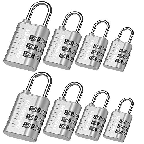 GIVERARE 8 Pack Combination Lock, 3-Digit Padlock Keyless, Resettable Luggage Locks for Backpack, Gym & School & Employee Locker, Weatherproof Travel Lock for Fence, Backyard Gate, Hasp, Case-Silver - Image 1