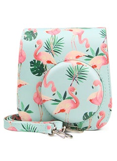 Generic Camera Case for Fujifilm Instax Mini 11/ 9/ 8/8+ Instant Film Camera Vintage Flamingo PU Leather Side with Accessory Pocket and Adjustable Shoulder Strap  - Image 1