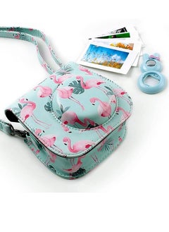Generic Camera Case for Fujifilm Instax Mini 11/ 9/ 8/8+ Instant Film Camera Vintage Flamingo PU Leather Side with Accessory Pocket and Adjustable Shoulder Strap  - Image 2