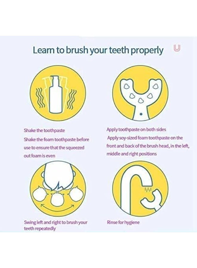 فرشاة أسنان كهربائية للأطفال، فرشاة أسنان للرضع مقاومة للماء تعمل بالبطارية، فرشاة أسنان أوتوماتيكية اهتزازية بزاوية 360 على شكل U للأطفال من عمر 2 إلى 7 سنوات للأولاد والبنات (أزرق) - Image 5